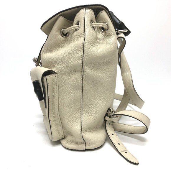 GUCCI White Leather Bamboo Backpack - Picture 3 of 16